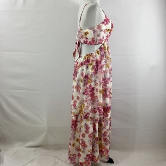 Wayf Tiered Maxi Dress Magenta Daisies Size L NWT - Picture 10 of 12